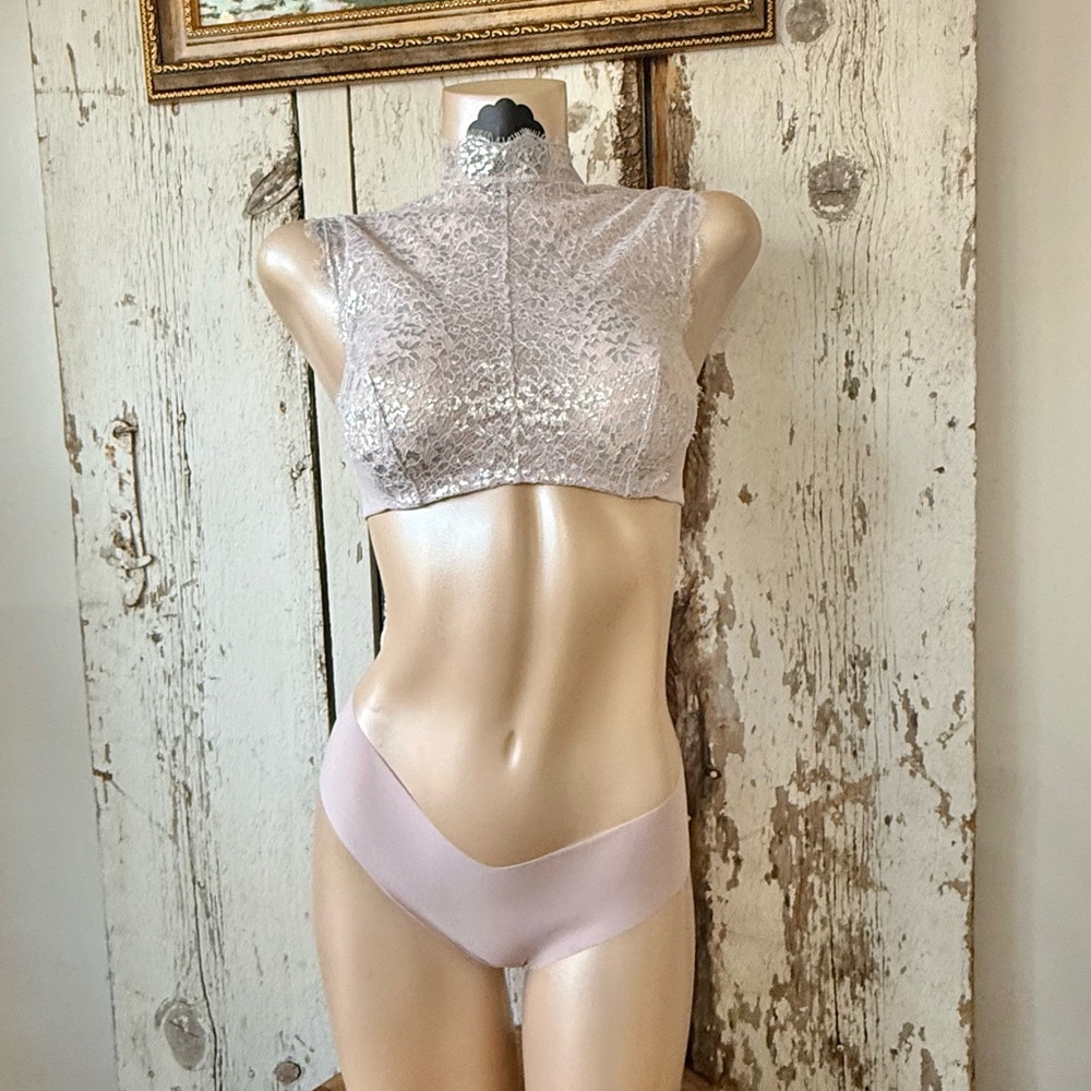 Victoria secret dream angels high neck unlined demi purple 32DD & hiphugger SET